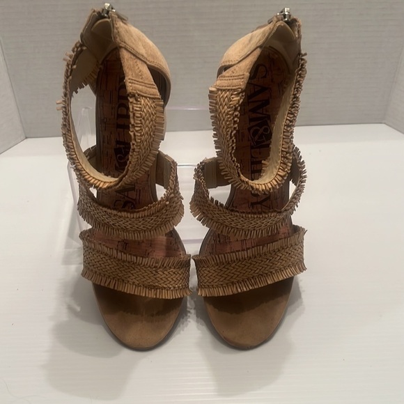Sam & Libby Esther tan sandal block heel fringe size 9 brown neutral lik… - Picture 5 of 9